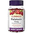 Webber Naturals Melatonin 10 mg Gummy, Maximum Strength, 60 Gummies, Cherry Pomegranate Flavour, For Sleep Support, Vegan