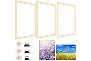3 Pack DIY Canvas Stretcher Bars, 16 x 20 Inches Wood Canvas Frames Kit, Easy to Assemble Wall Art Frame Kits for Oil Paintin