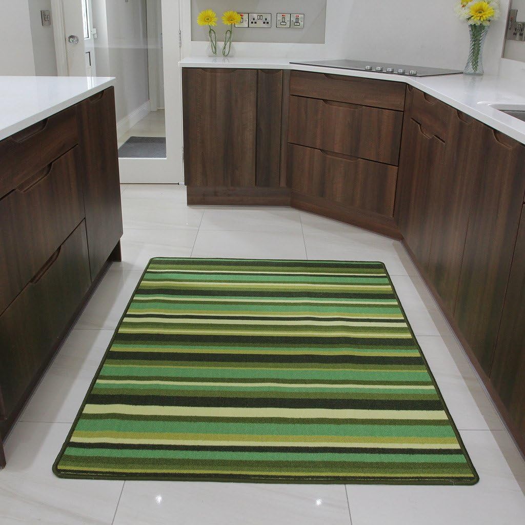 The Rug House Green Stripe Anti Creep Entrance door mat and runner rugs