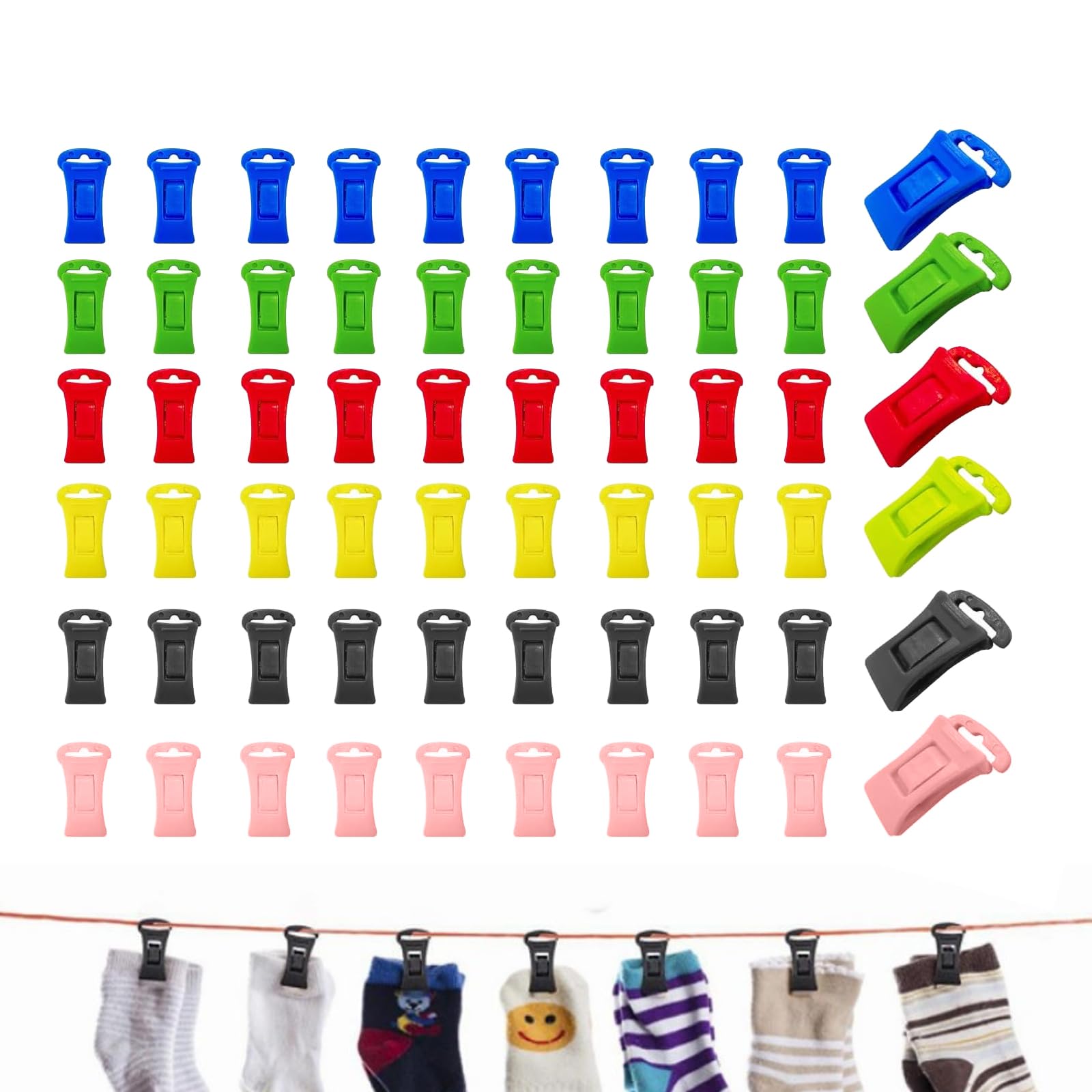 MFCGHXR 60 pieces of hanging clips, boot clips for hanging, clip hangers single, suitable for clothes, curtains, bath towels, hats, sheets, jackets