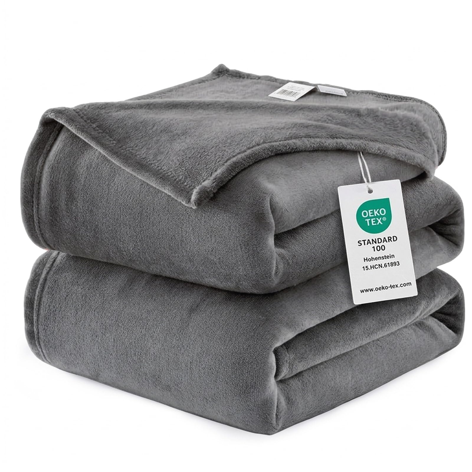 WAVVE Fleece Blanket King Size XXL Gray 7.5ft x 9ft - Fluffy Soft Warm Versatile Extra Large Throw Blanket for Bed/Sofa/Couch Gray, 270x230 cm