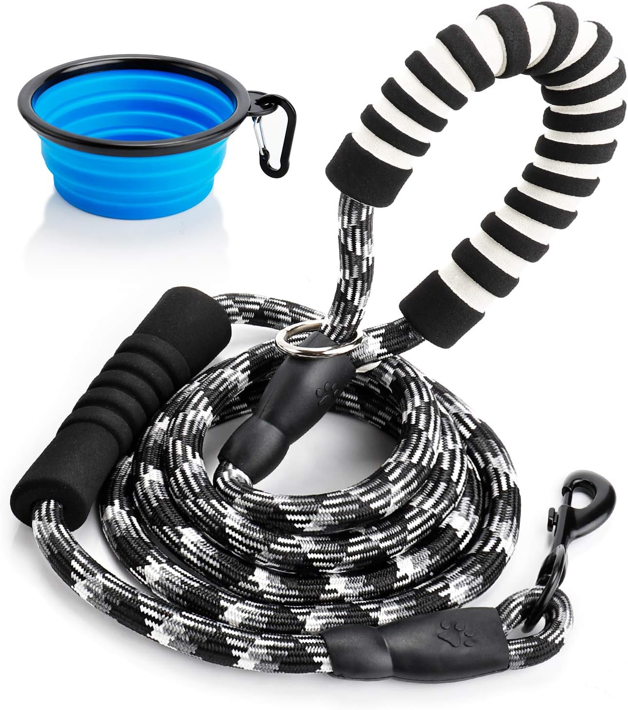 Toozey 6 FT Dog Leash with 2 Padded Handle, Reflective Nylon Rope Leashes for Medium Large Dogs, Adjustable Traffic Handle, Bonus Collapsible Dog Bowl, E-Book ✿