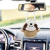 Cute Swing Sloth Crochet Hanging Plant for Car Accessories,Aesthetic Decor Rear View Mirror Hanging Ornament for Women and Men,Handmade Cute Car Interior Decor Accessories Gift
