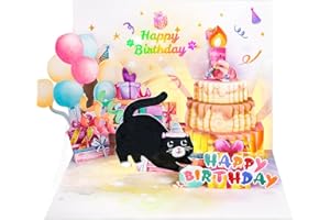 FITMITE Birthday Cards, Cute Cat MUSIC & LIGHTS & BLOWABLE CANDLE Funny Pop up Happy Birthday Card, Birthday Gifts for Women Men Cat Lover Mom or Dad