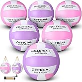 Woanger 6 Pcs Volleyballs Official Size 5 Waterproof Soft Recreational Volleyball with Pump and Net Bag Indoor Outdoor Beach Sports Gym Back to School