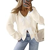 MEROKEETY Women's Tie Front Bow Cardigan Sweaters 2025 Long Sleeve Chunky Knit Cute Trendy Fall Winter Coats