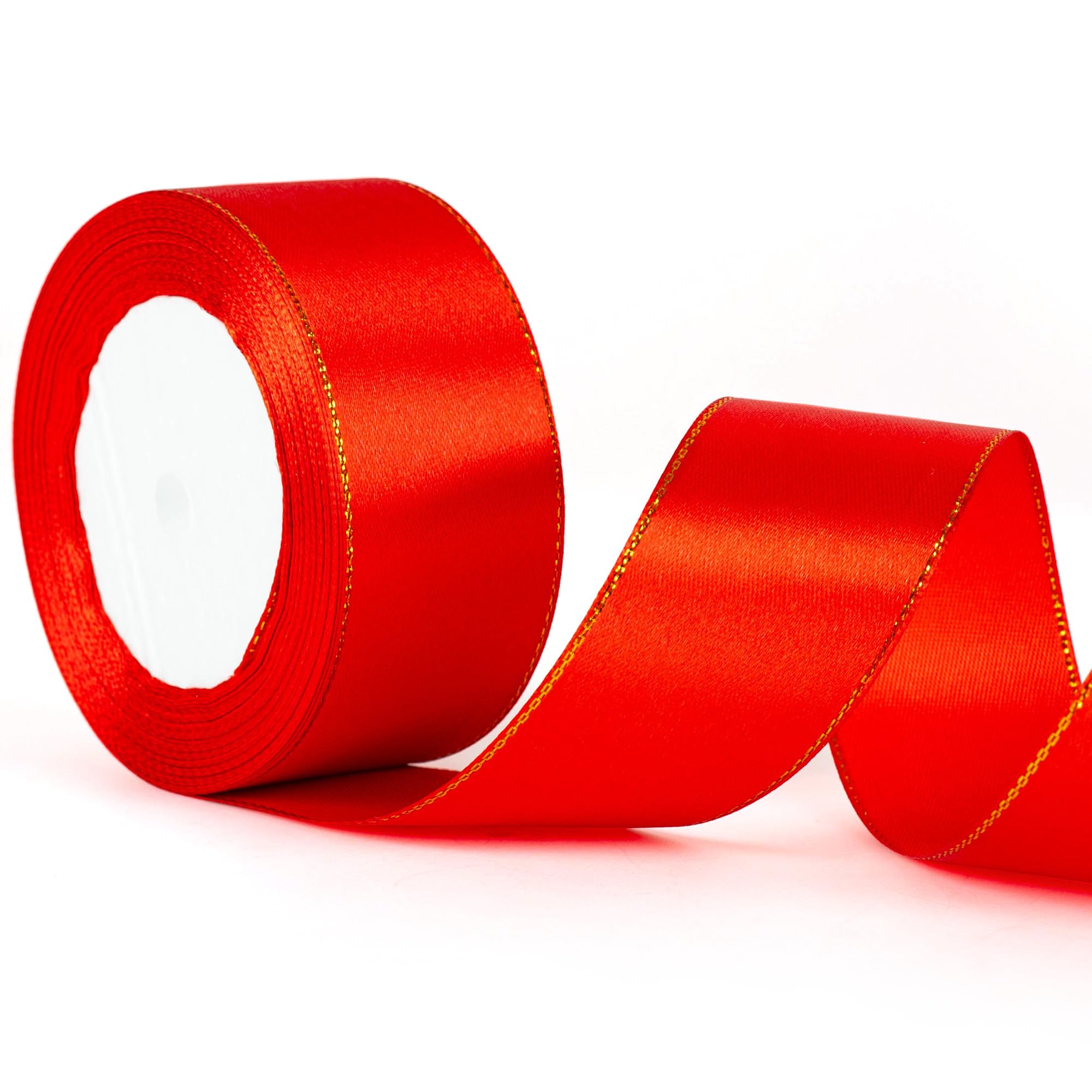 22m x 40mm Wide Red Ribbon Thick Christmas Ribbon for Gift Wrapping, 1.5 inch Thick Red Satin Ribbon for Christmas Wedding Car Xmas Present Cake Gift Wrapping Hair Bow Bouquet Crafts Decorations