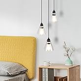 YPQXYHDA Black Kitchen Island Lighting, 3-Light Farmhouse Pendant Light with Clear Seeded Glass Shades, Adjustable Dining Roo