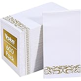 Vplus 600 Pack Paper Napkins Guest Towels Disposable Premium Quality 3-ply Dinner Napkins Disposable Soft, Absorbent, for Kitchen, Wedding, Parties, Dinners or Events(Gold)