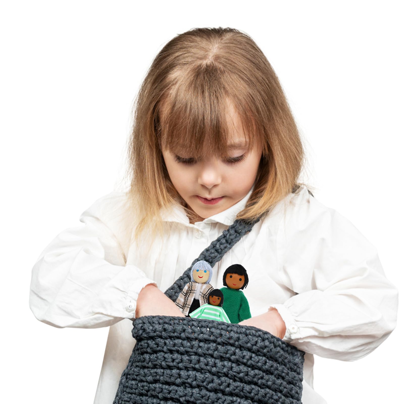 ONEST 20 Pieces Wooden Dollhouse Family Set Mini People Figures Dog Cat Sets Dollhouse Dolls Wooden Doll Family Pretend Play Figures Accessories for Pretend Doll House Toy