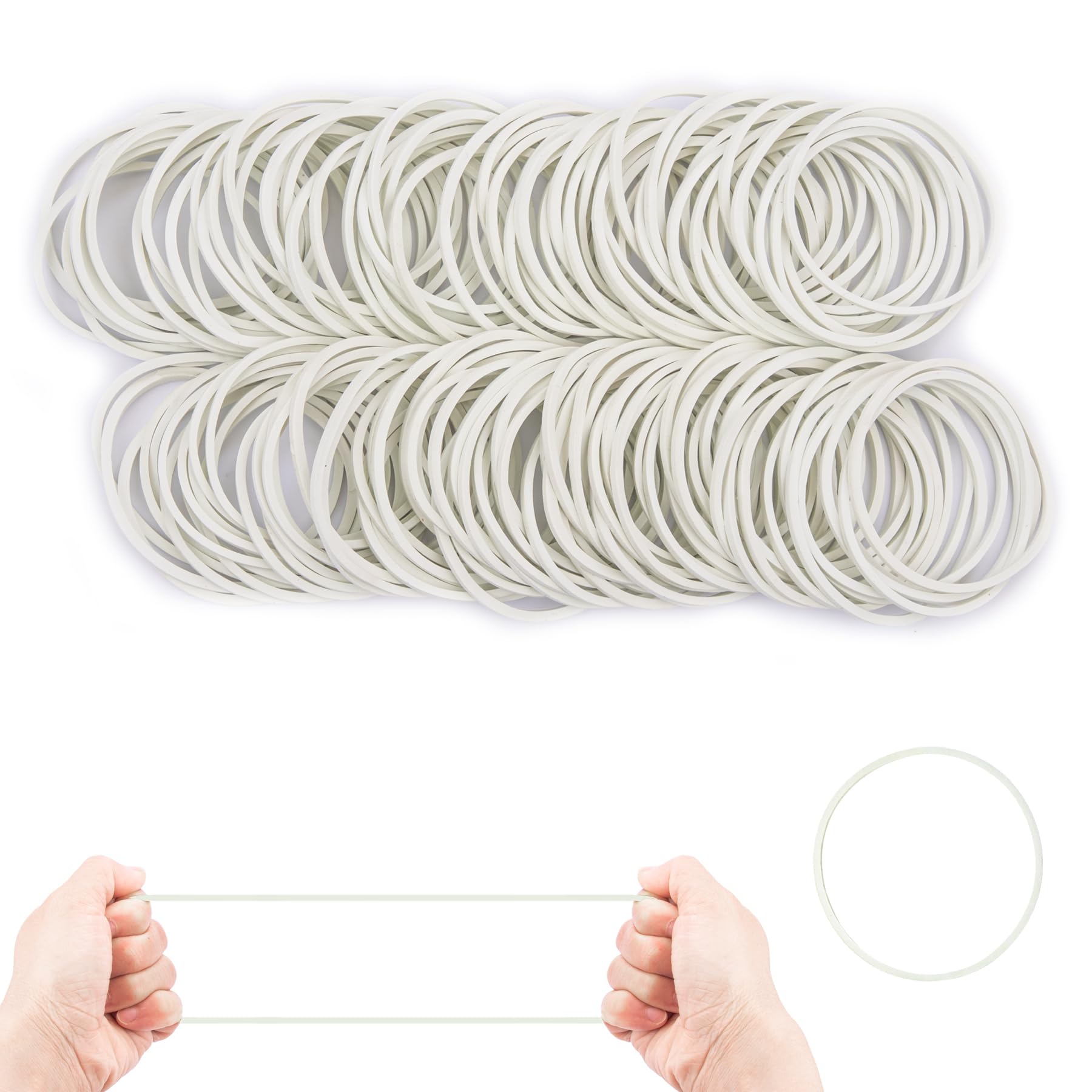 Rubber Bands 38mmRubber Elastic Bands 400Pcs White Thick Natural Rubber Bands Heavy Duty Strong Elastic Bands for Tie Dye, Hair Home, Pens, Crab,Catapults, Bills, Bank Paper, Office Supplies