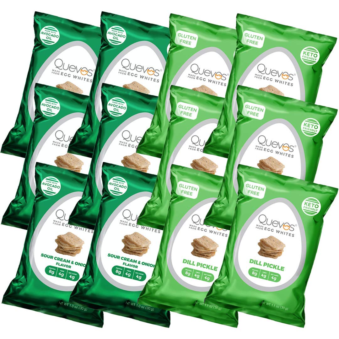 Quevos Keto Best Sellers Pack Sour Cream & Onion and Dill Pickle Low Carb Egg