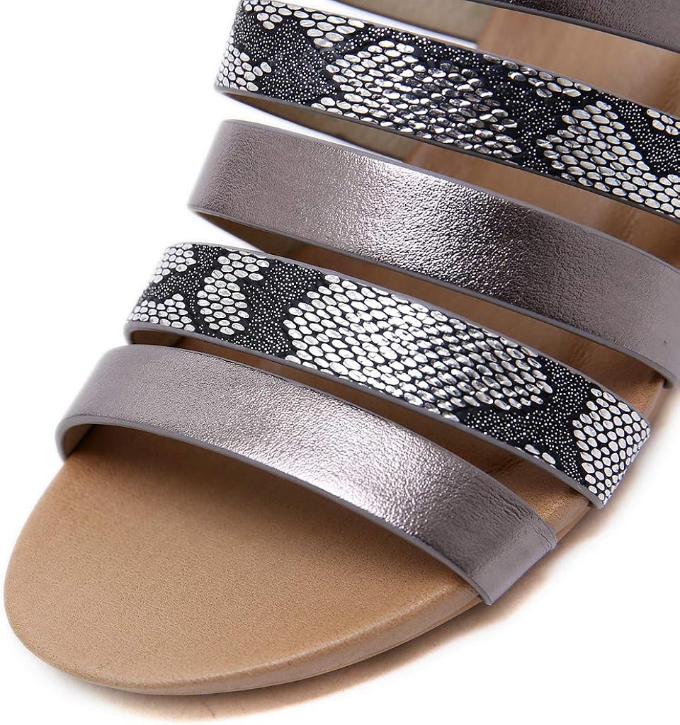 2019 New Summer Womens Snake Wedges Sandals Peep Toe Zipper Sandals Casual Large Size Shoes 5-8.5