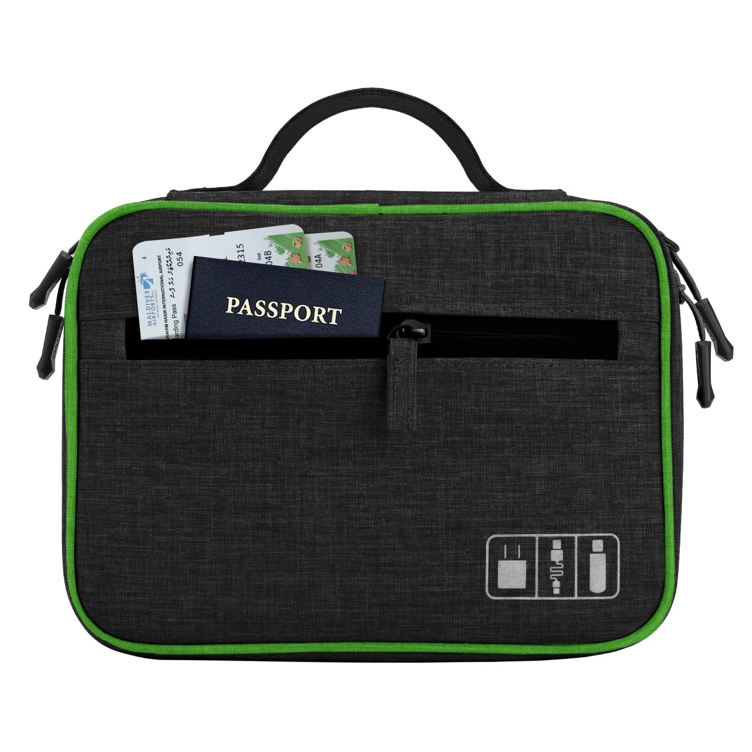 JESWO Electronic Organizer, Travel Cord Organizer, Electronic Accessories Double Layer Travel Organizer Bag for Cables, SD Cards, Hard Drive, Power Bank, iPad Mini (Up to 7.9\'\') and More - Black