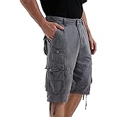 JAWERU Cargo Shorts for Men Multi Pockets Mens Shorts Below Knee Casual Hiking Summer Shorts
