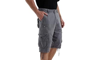 JAWERU Cargo Shorts for Men Multi Pockets Mens Shorts Below Knee Casual Hiking Summer Shorts