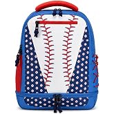 ChalkTalkSPORTS Baseball Backpack for School - Diamond Classic | Kids Baseball Bookbag, 100% Polyester, 12" W x 15" H x 6" D, Laptop Pocket, Shoe Pocket, Padded Back, Adjustable Straps