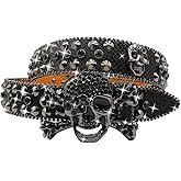 EVERBLTING Rhinestone Skull Belt for Men Women Studded Belts Y2k Punk Skull Belt Bling Stylish Rhinestone Cowgirl Belts