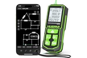 Huepar 395FT Bluetoothed Green Laser Distance Measure with Angle Sensor, 1/16in Accuracy Distance Measurement Tool, Digital L