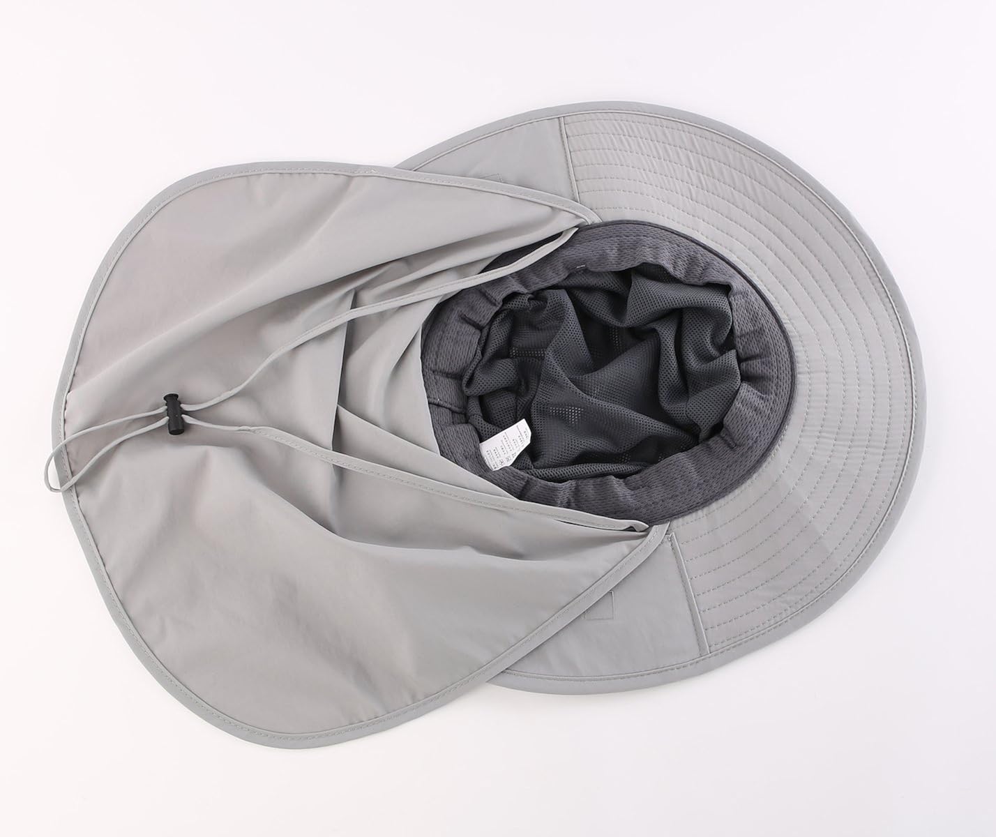 Home Prefer Mens Sun Hat with Flap Summer Neck Cover Foldable Fishing Cap Wide Brim Sun Protection Hat Light Gray: Clothing