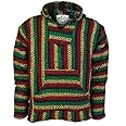Earth Ragz Baja Joe Striped Woven Eco-Friendly Pullover Hoodie Rasta Medium