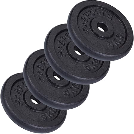 ScSPORTS 20 kg Hantelscheiben-Set, 4 x 5 kg, Gusseisen Gewichte, 30/31 mm Bohrung, geprüft und bestanden durch Intertek Siehe