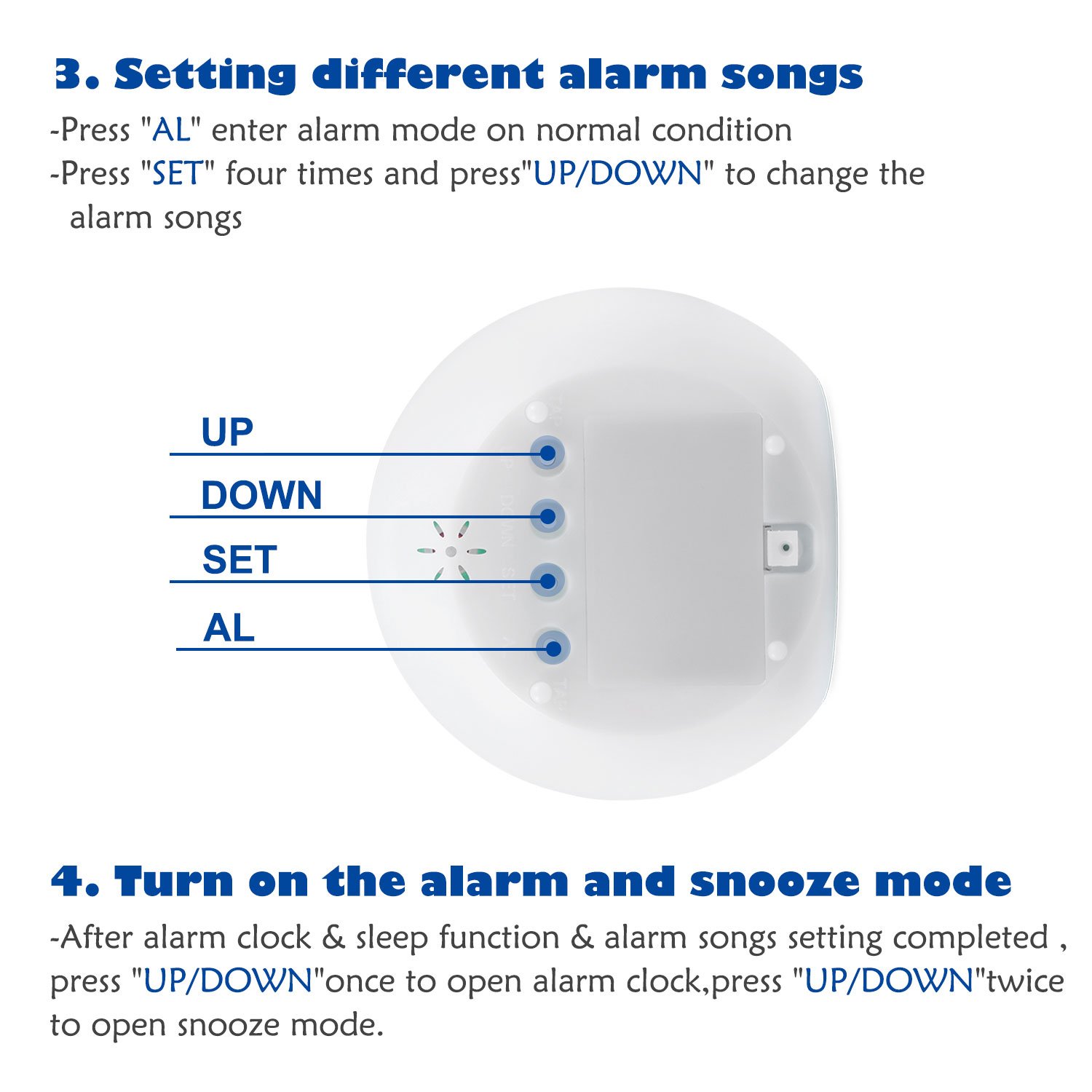 [Kids Gifts] HAMSWAN 7 Colors Changing Alarm Clock Nature Sounds One Tap Control Sleep-Friendly with Indoor Temperature Display for Working Parents, Students etc (Light Blue)