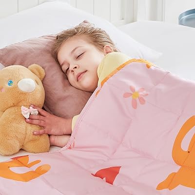 HOSUKKO Weighted Blanket - 2 lbs Pink Cat Heavy Lap Indoor - Small Size Breathable Blanket(19 * 21 inches, 2 lbs)