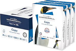 Hammermill Printer Paper, 20 Lb Copy Paper, 8.5 x 11 - 3 Ream (1,500 Sheets) - 92 Bright, Made in the USA