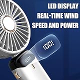 Jsdoin Hand Held Fan Portable USB Rechargeable 5 Speeds LED Display White view 2