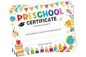 ADDUSTER 30 Pieces Preschool Graduate Certificates Colourful Kindergarten Diplomas PreK Graduation Supplies Children's Student Achievement Awards 8.5 x 11 inches (White)