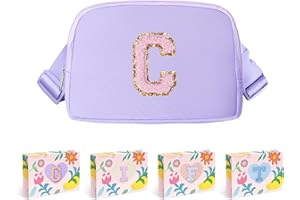 COSHAYSOO Purple Girls Purse Crossbody Initial Fanny Pack Letter Belt Bag for 6 7 8 9 10 11 12 Year Old Girl Birthday Christmas Gifts Party Favor Presents, Preteen Tween Girly Trendy Stuff Monogram C