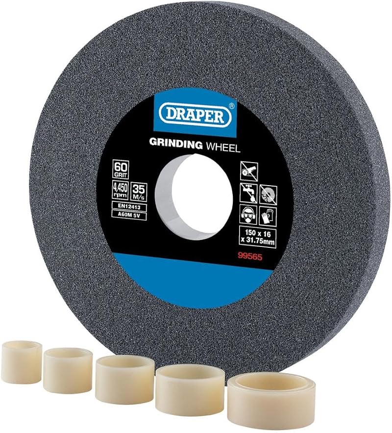 Draper 99565 Grinding Wheel 150mm x 16mm 60G Aluminium Oxide Coarse 31.75mm Bore