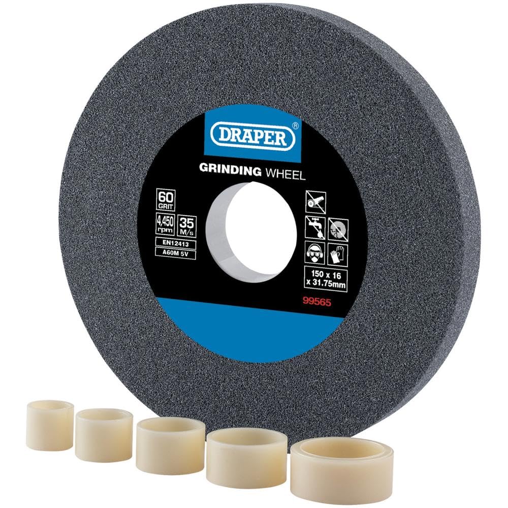 Draper 99565 Aluminium Oxide Bench Grinding Wheel 60G (150mm x 16mm)