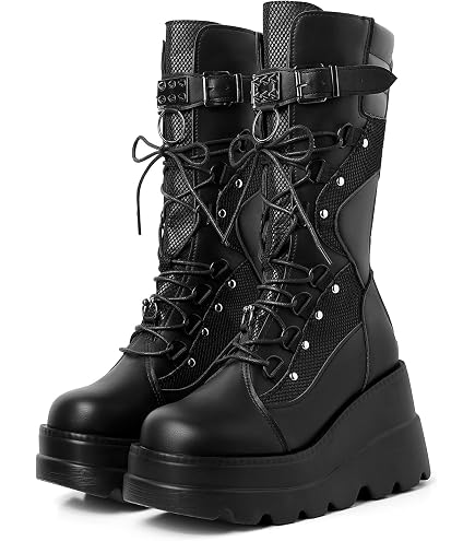 Amazon.com | XYKHUI Womens Gothic Punk Platform Boots Chunky Wedge