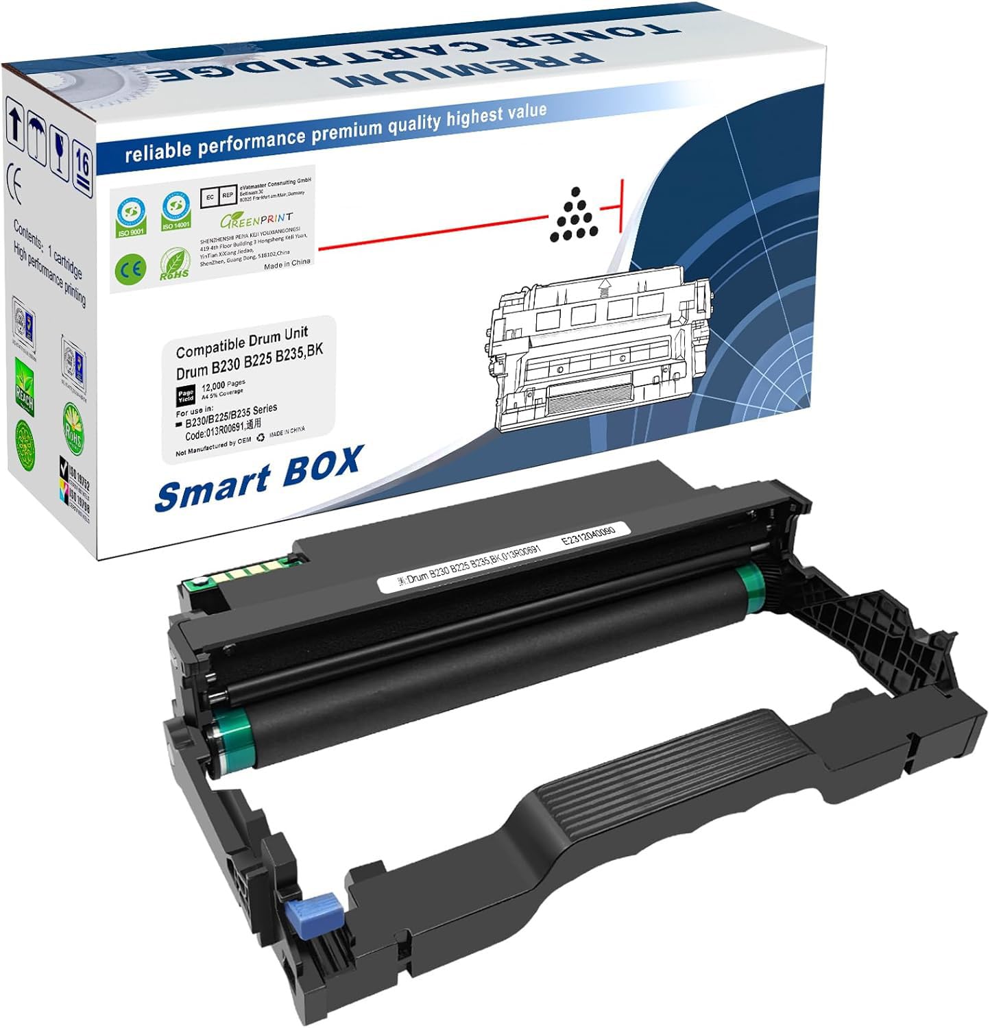 GREENPRINT Compatible Drum Cartridge Drum Unit Imaging Drum B230 B225 B235 013R00691 Black 12000 Pages for Xerox B225 B225dni B230 B230dni B235 B235dni Printer
