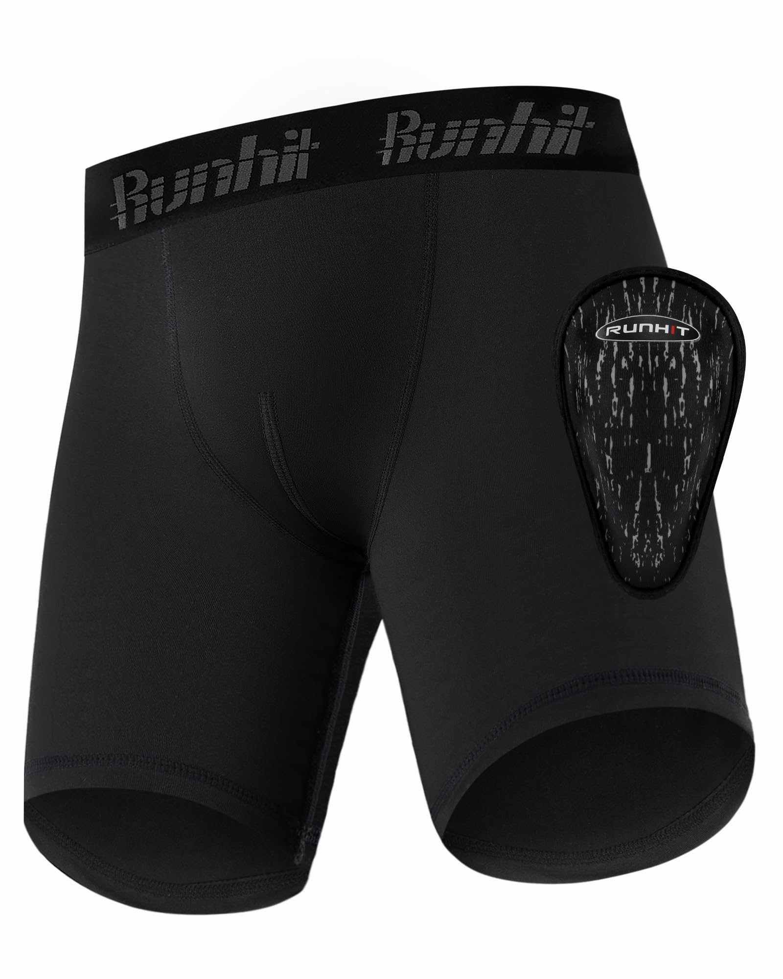 Photo 1 of Runhit Boys Cup Underwear for Baseball Football, Youth Compression Shorts with Soft Protective Athletic Cup Boxer Brief for Lacrosse Hockey (Black, L)
