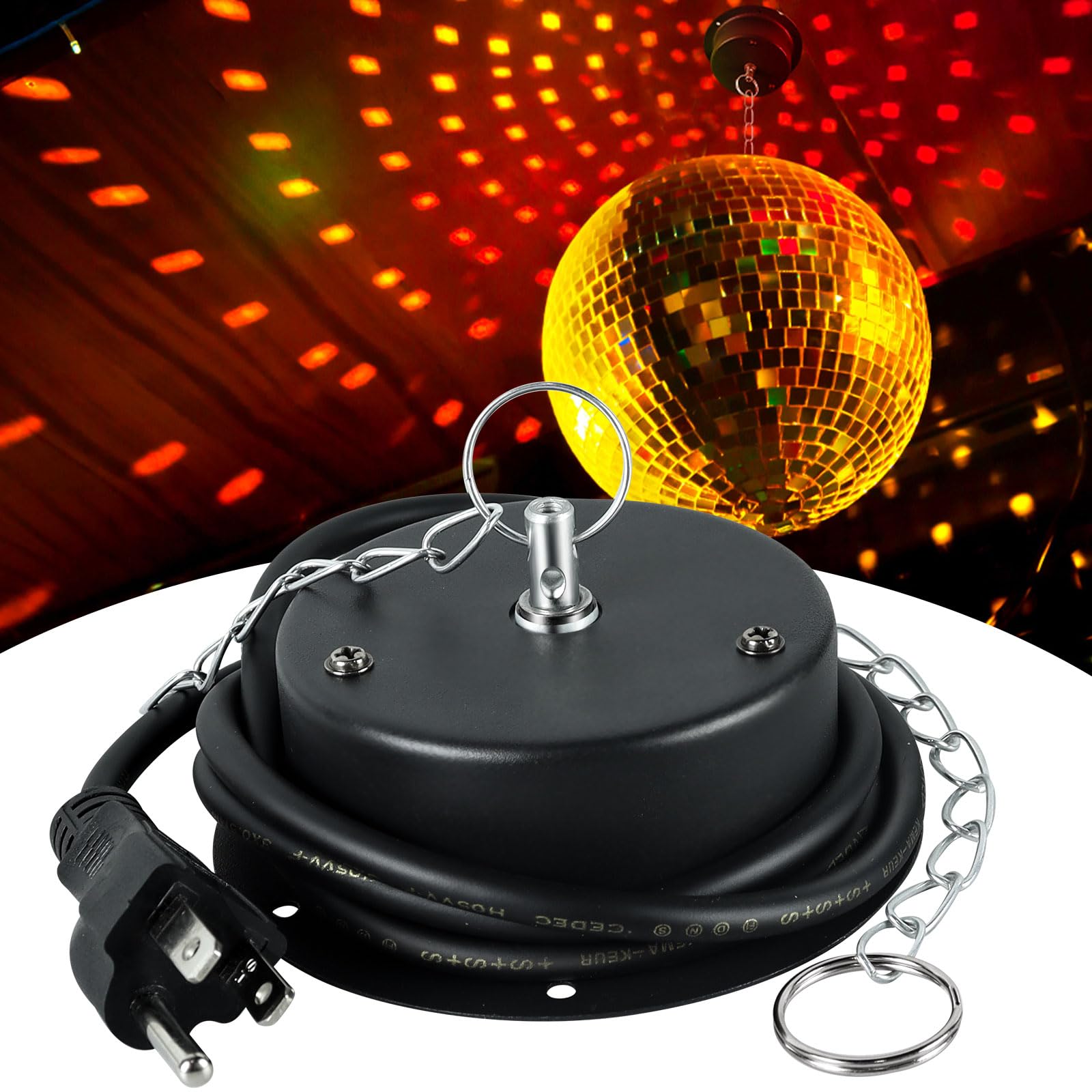 Photo 1 of 1.5 RPM Speed Disco Ball Motor Heavy Duty Mirror Ball Electric Slow Motor Rotator Supports 4'' - 16'' Mirror Balls for Dj, Family Party, Bands, Christmas Party
