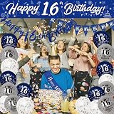 Yontree 16th Birthday Decorations Navy Blue Silver 9ft Banner Sash Cake Topper view 6