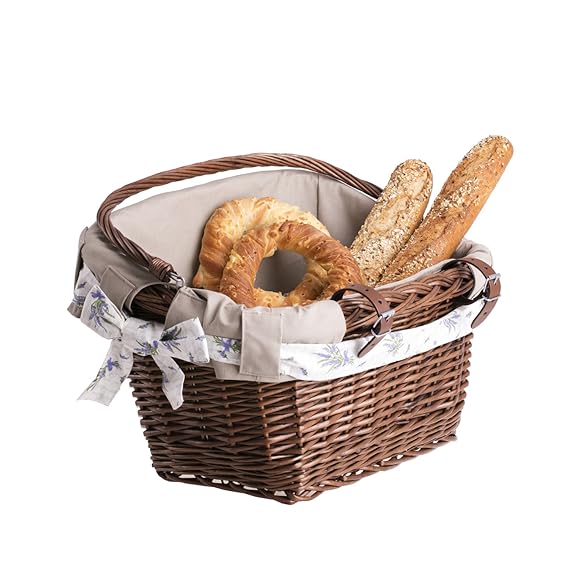 e-wicker24 Fahrradkorb, Korb für Ein Fahrrad, Retro Fahrrad Korb Vintage Stil,Braun, Fahrradkorb aus Weide für Lenker mit Win