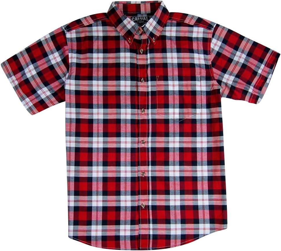 Men's Classic Plaid Short Sleeve Casual Shirt; Button Down