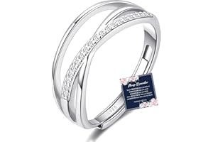 Sterling Silver Adjustable Ring S925 Silver Rings for Women Cubic Zirconia Twist Love Knot Dainty Ring Silver Minimalist Open