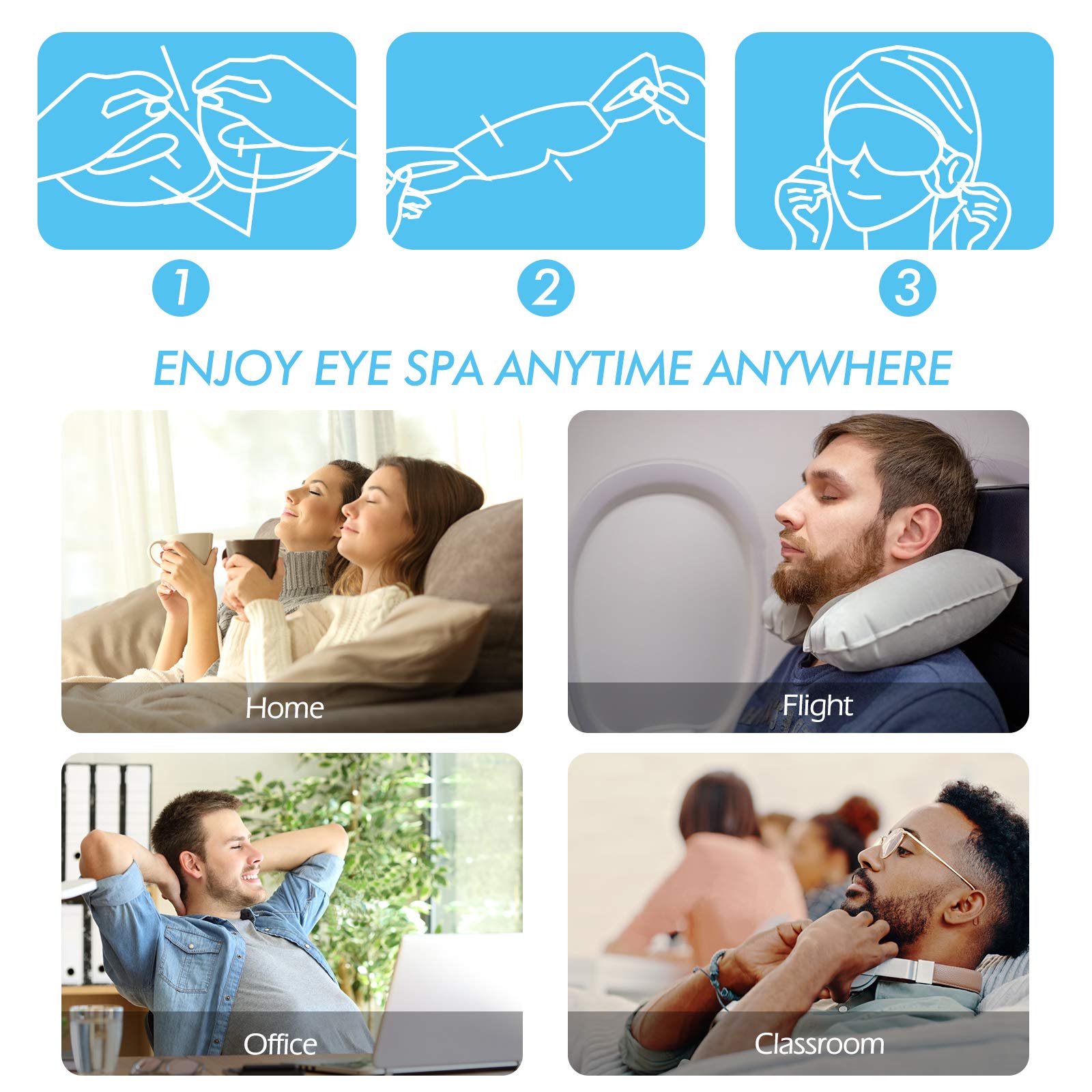 Jekeno Steam Eye Mask, 20 Packs Eye Masks for Dry Eyes, 40-60 Minutes Self Moist Warm Compress Heated Disposable Mask for Sleep, Spa Relaxing Trip Gifts, Travel Essentials for Women Men