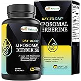 Best Naturals Day to Day Liposomal Berberine 1200 mg with Bioperine 90 Veg Capsules - Made with Fiber Enhanced Chromium, & Cinnamon Extract & Bioperine.