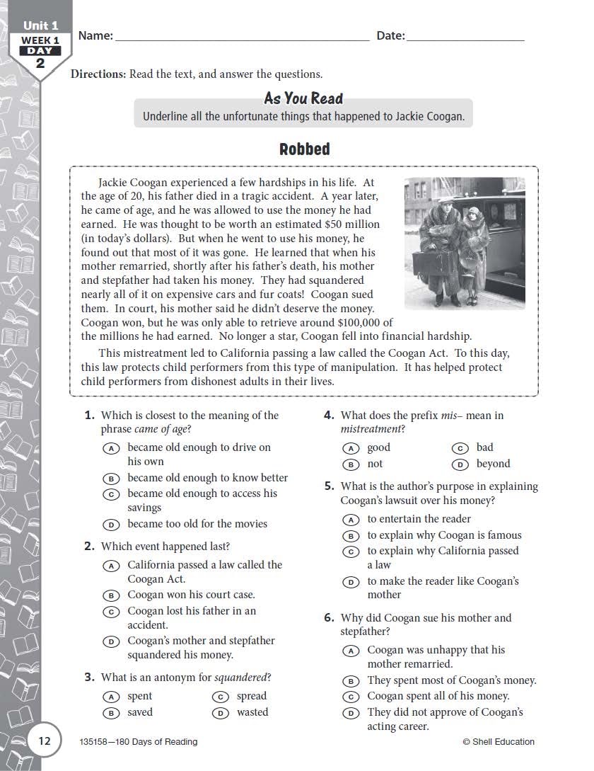 180 Days™: Reading for 7th Grade Practice Workbook for Classroom and Home, Cool and Fun Practice Created by Teachers (180 Days of Practice)