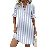 Zeagoo Summer Dresses for Women 2026 V Neck Ruffle Sleeve Casual Shift Dress Hawaiian Sundress Beach Vacation Clothes