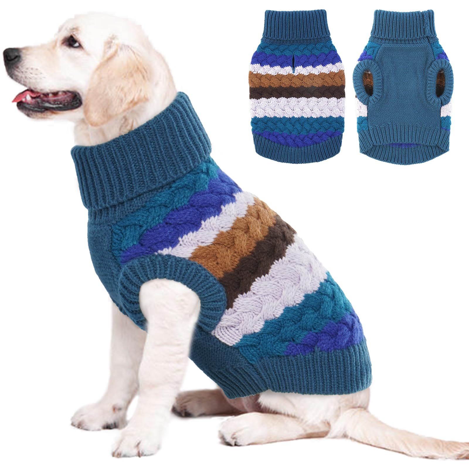Kuoser Dog jumpers, Warm Dog Sweater for Dogs Pet Clothes,Pet Knitted Pullover Winter Warm Vest for Small & Medium Dogs, Puppy Turtleneck Knitwear Christmas Jumper, Dog Cold Weather Coat Costume — image 1