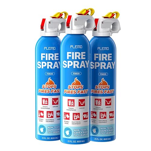 Plemo Fire Extinguisher All-in-One, Fire Extinguishers Compact for Home, Car, Kitchen, Truck, and Boat, FS620, 3-Pack