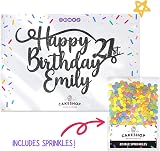 Cakeshop Personalised Happy Birthday Glitter Cake Topper - Black Name & Age view 2