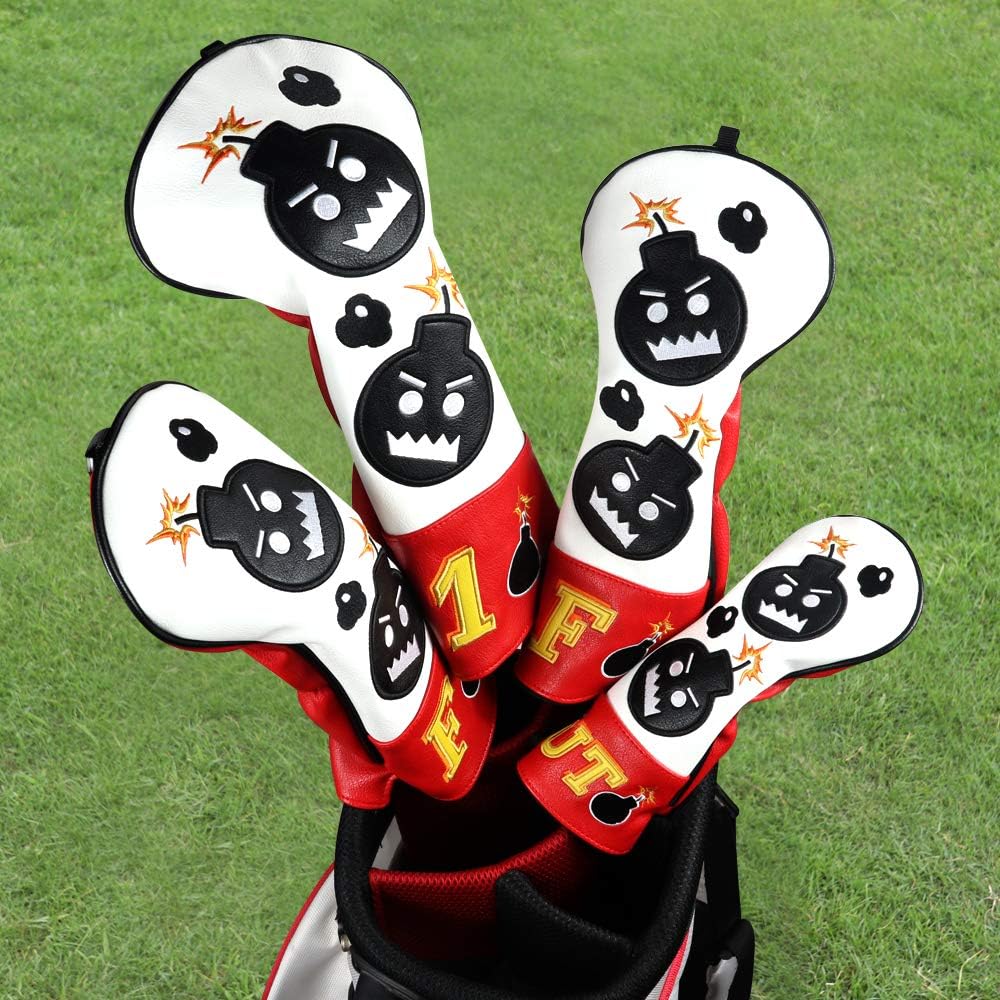 Craftsman Golf Red & White Big Bomb Golf Club Driver Headcover Fairway Wood Hybrid Rescue PU Leather Head Covers (Driver Cover #1) : Sports & Outdoors